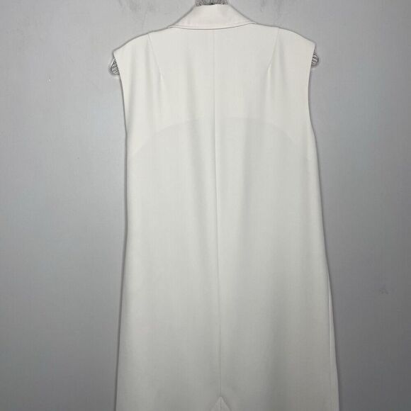 MARINA MOSCONE Long Wrap Vest Women XS Ivory Sleeveless Belted Pockets - Picture 10 of 13